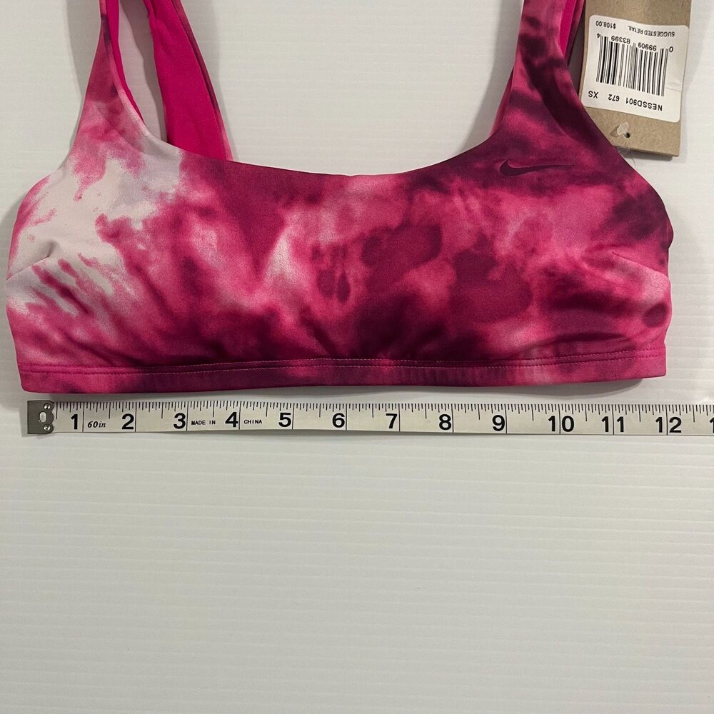 Nike Swim Pink Tie Dye Bikini Top Scoop Neck Brand New With Tags Adjustable XS - Picture 8 of 9